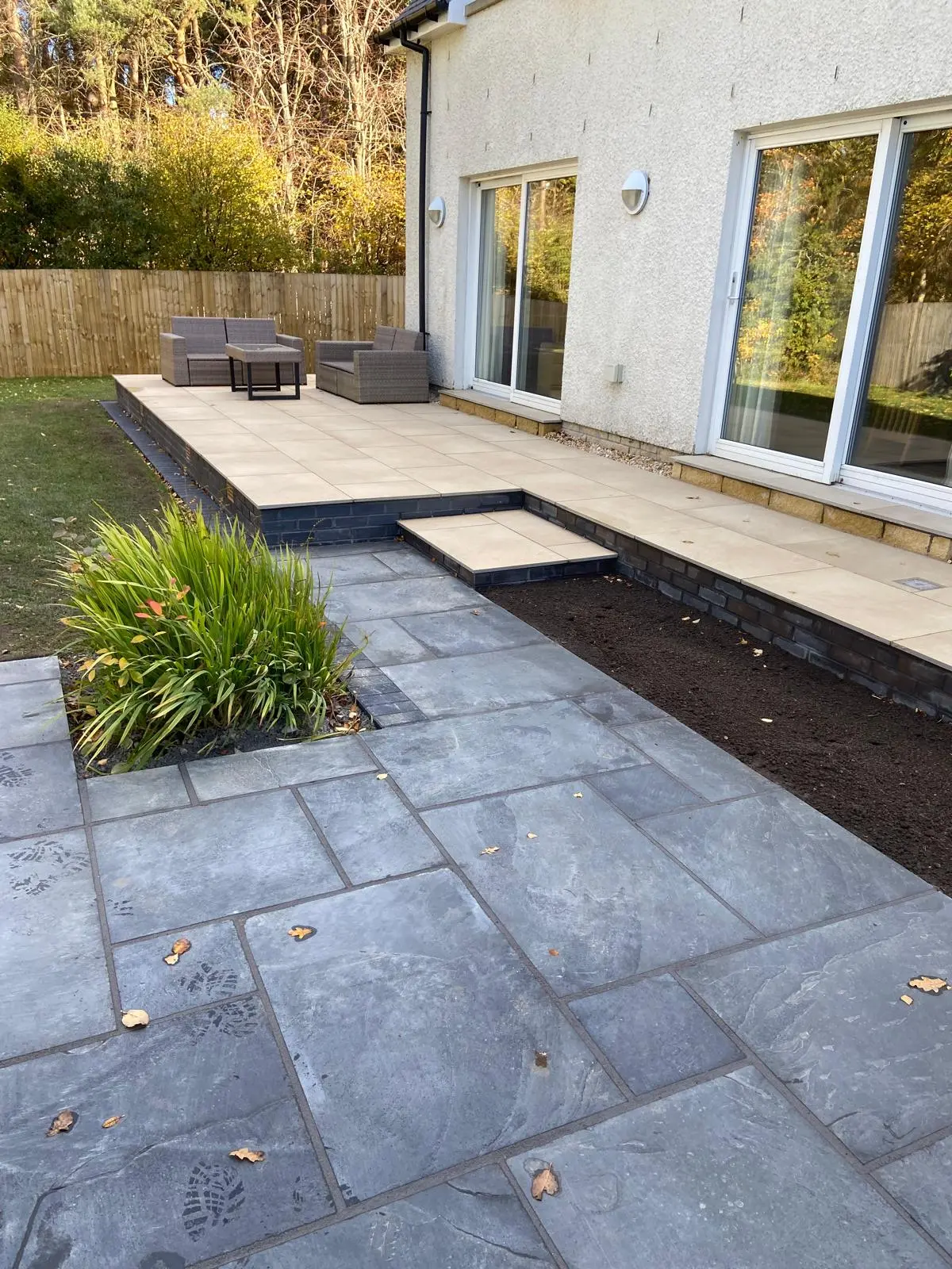 Smart paved patio with seating area